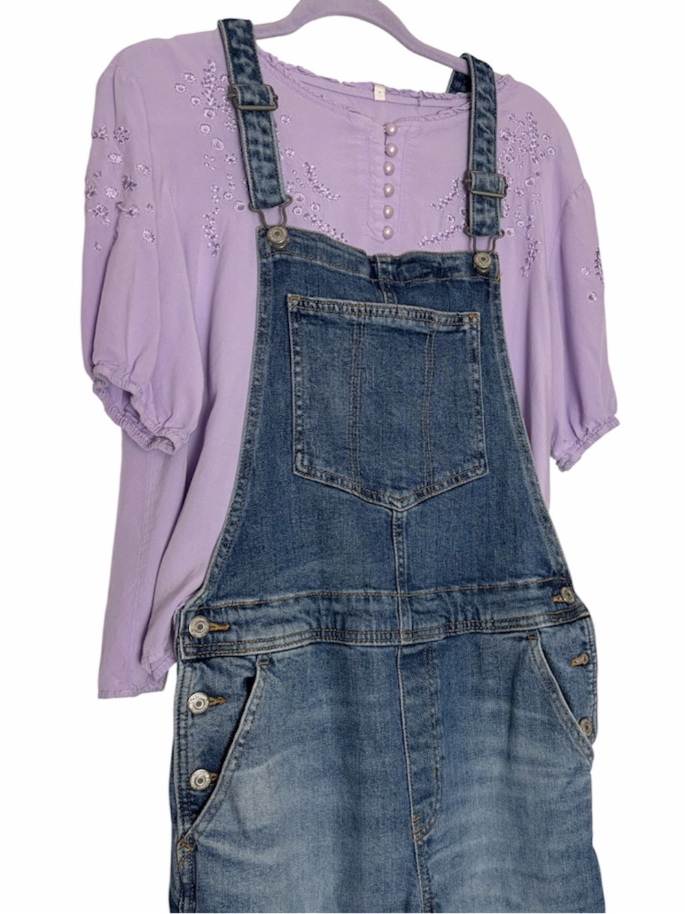 Old Navy Classic Light Wash Straight Leg Denim Overalls - Picture 3 of 5